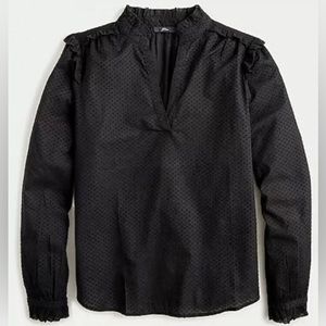J Crew size XS Ruffle-trim V-neck popover in clip dot